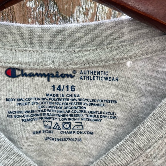 CHAMPION Girls Gray Tank Top Colorful Graphic Size 14 - Picture 3 of 6